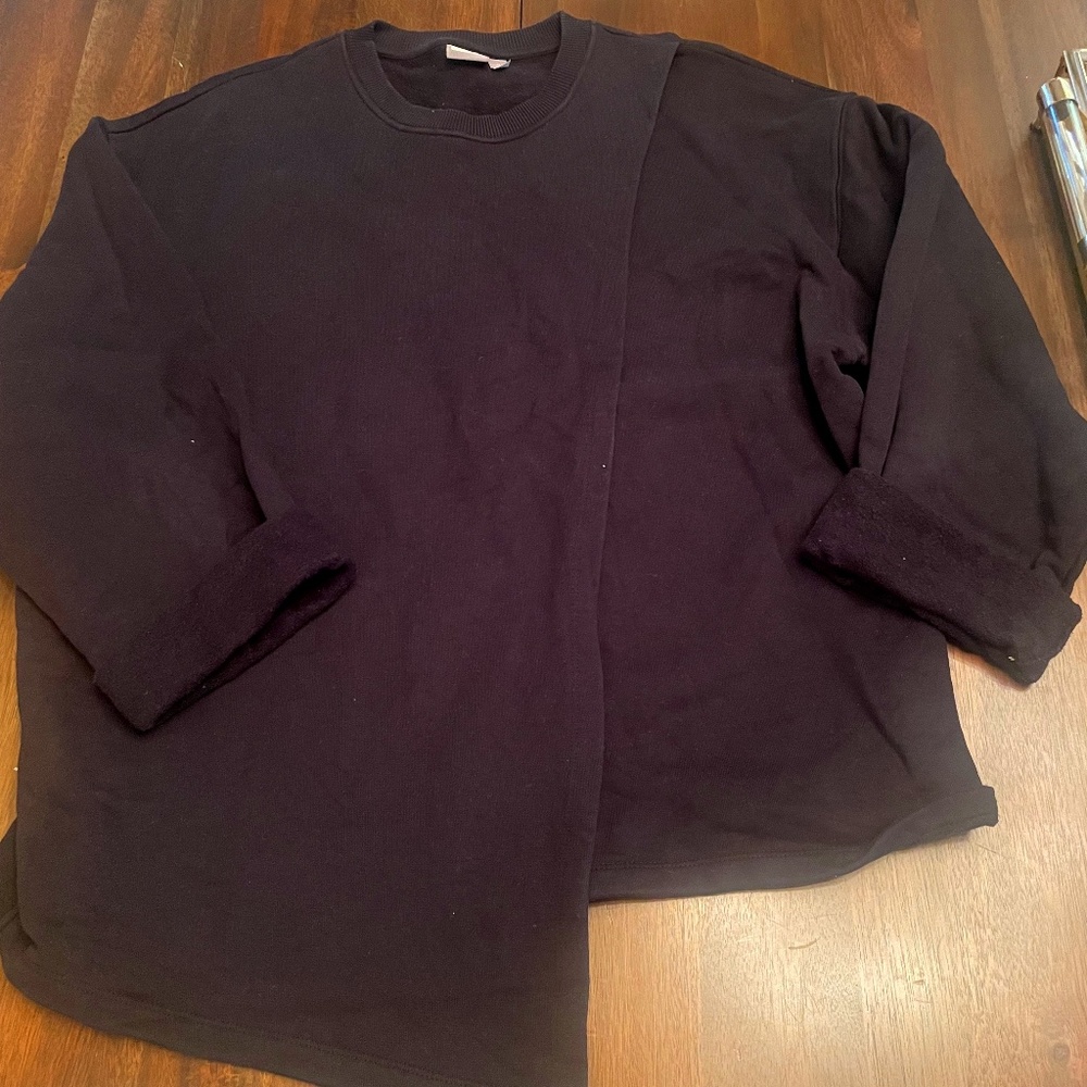 ASOS- black 3/4 sleeve crewneck asymmetrical